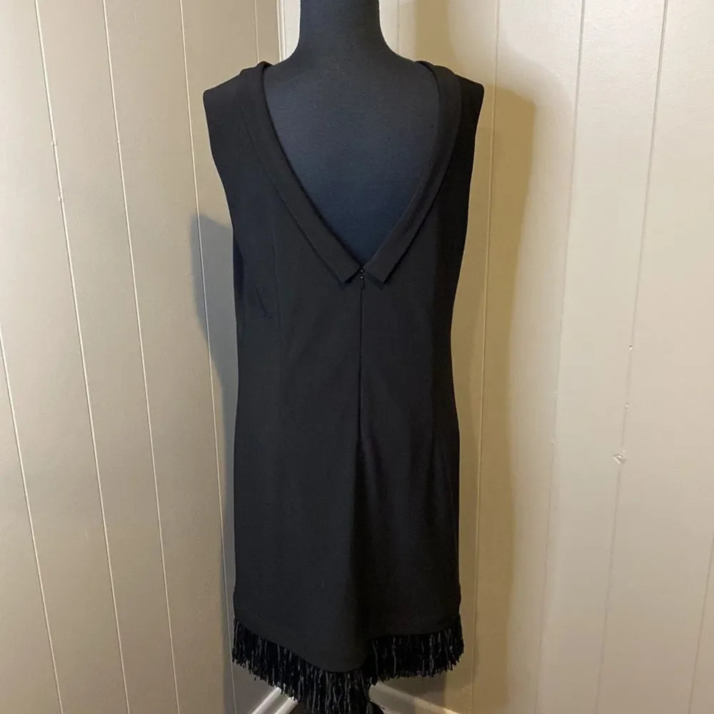 Joseph Ribkoff Women’s 12 Black Cowl Neck Sleeveless Fringe Evening Dress - Picture 5 of 9
